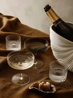 Coppe da champagne in vetro soffiato millerighe Ripple 2 pz