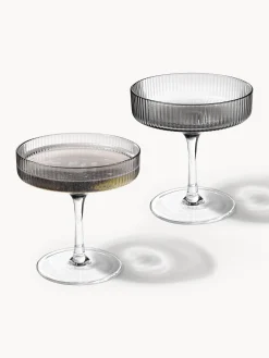 Coppe da champagne in vetro soffiato millerighe Ripple 2 pz