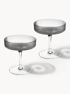 Coppe da champagne in vetro soffiato millerighe Ripple 2 pz