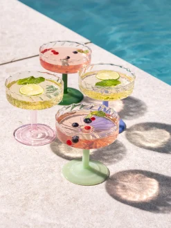 Coppe da champagne in vetro borosilicato fatte a mano Twirl 2 pz