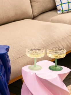 Coppe da champagne in vetro borosilicato fatte a mano Twirl 2 pz