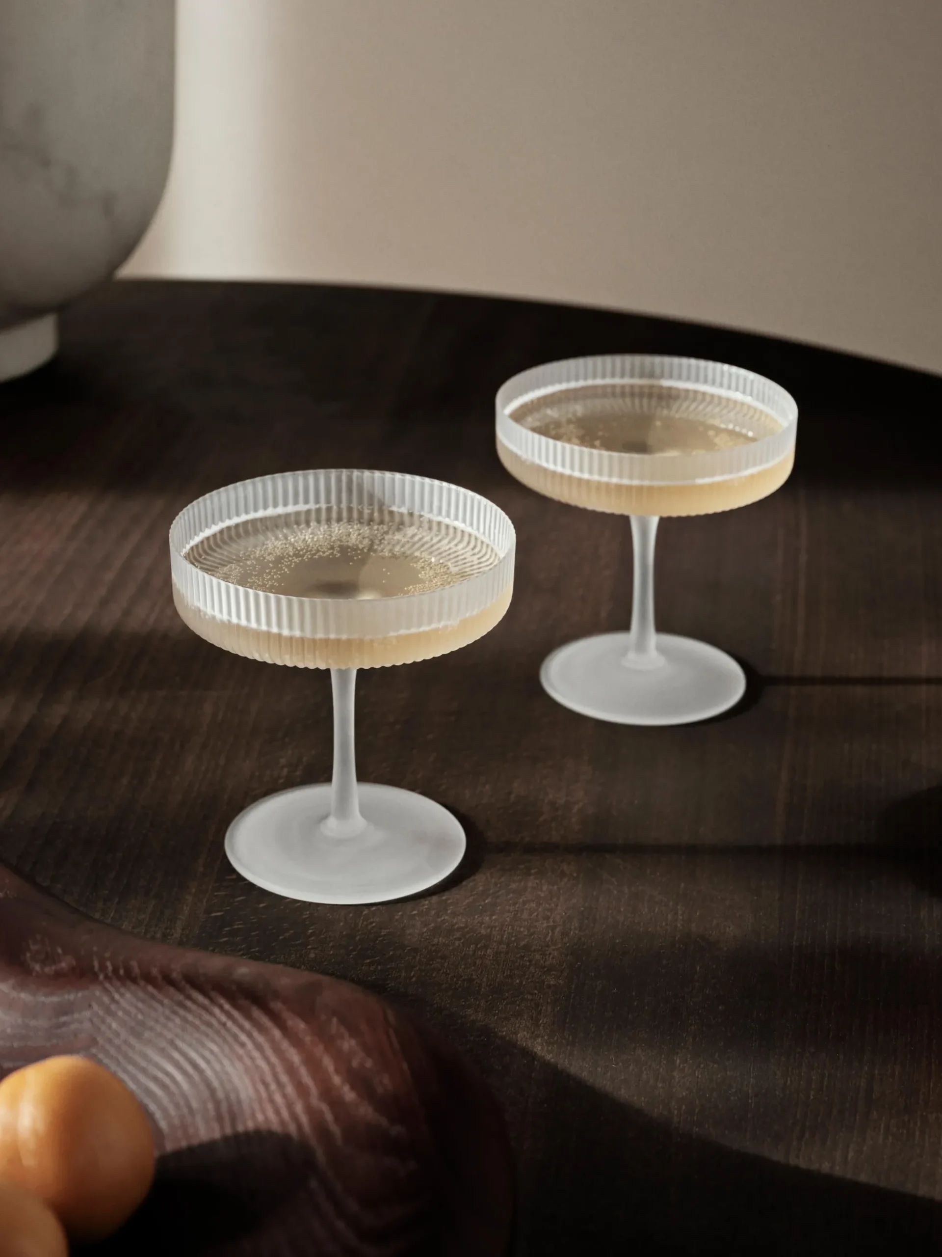 Coppe da champagne in vetro soffiato millerighe Ripple 2 pz