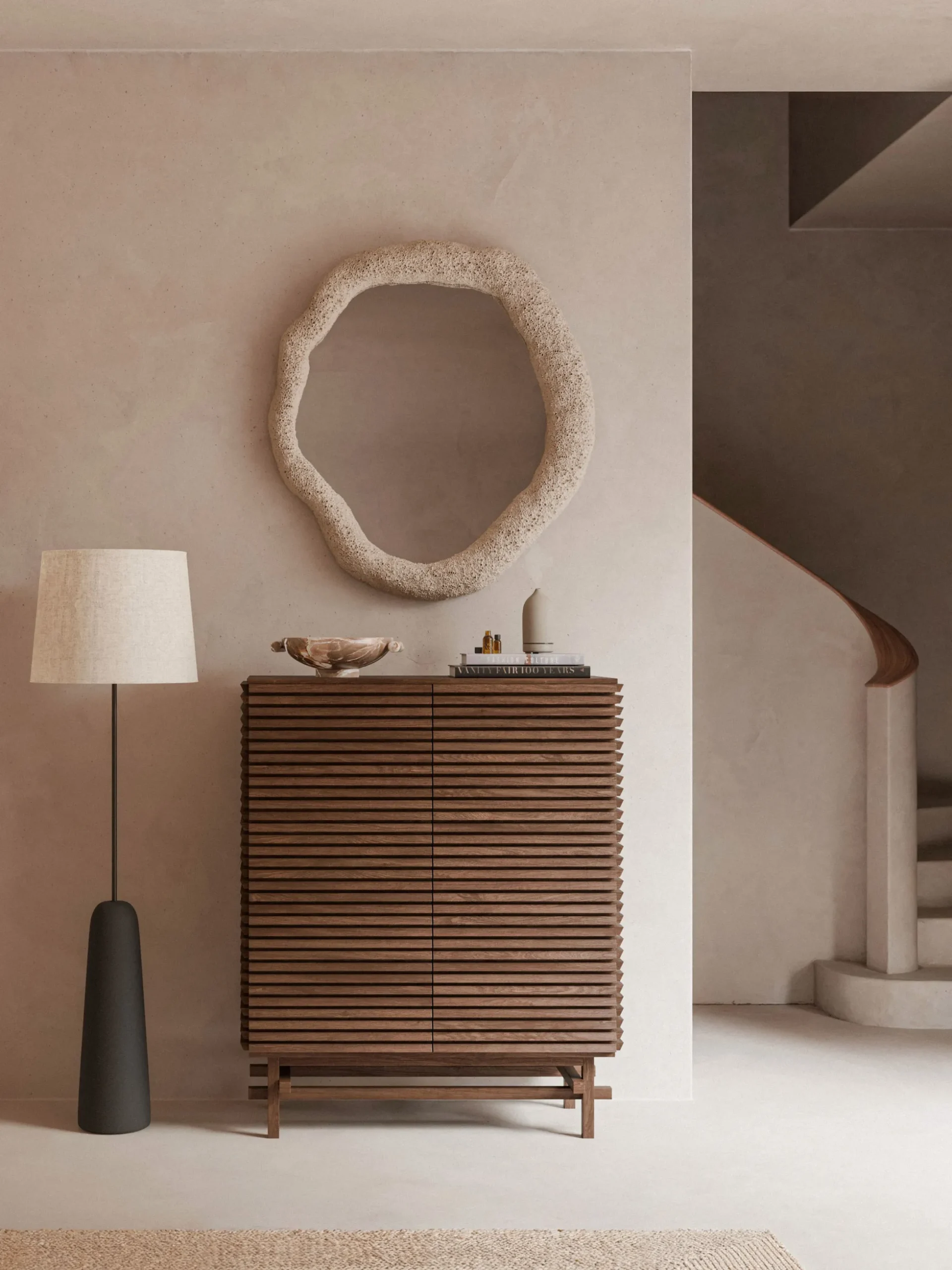 Credenza alta in legno di quercia Pierce