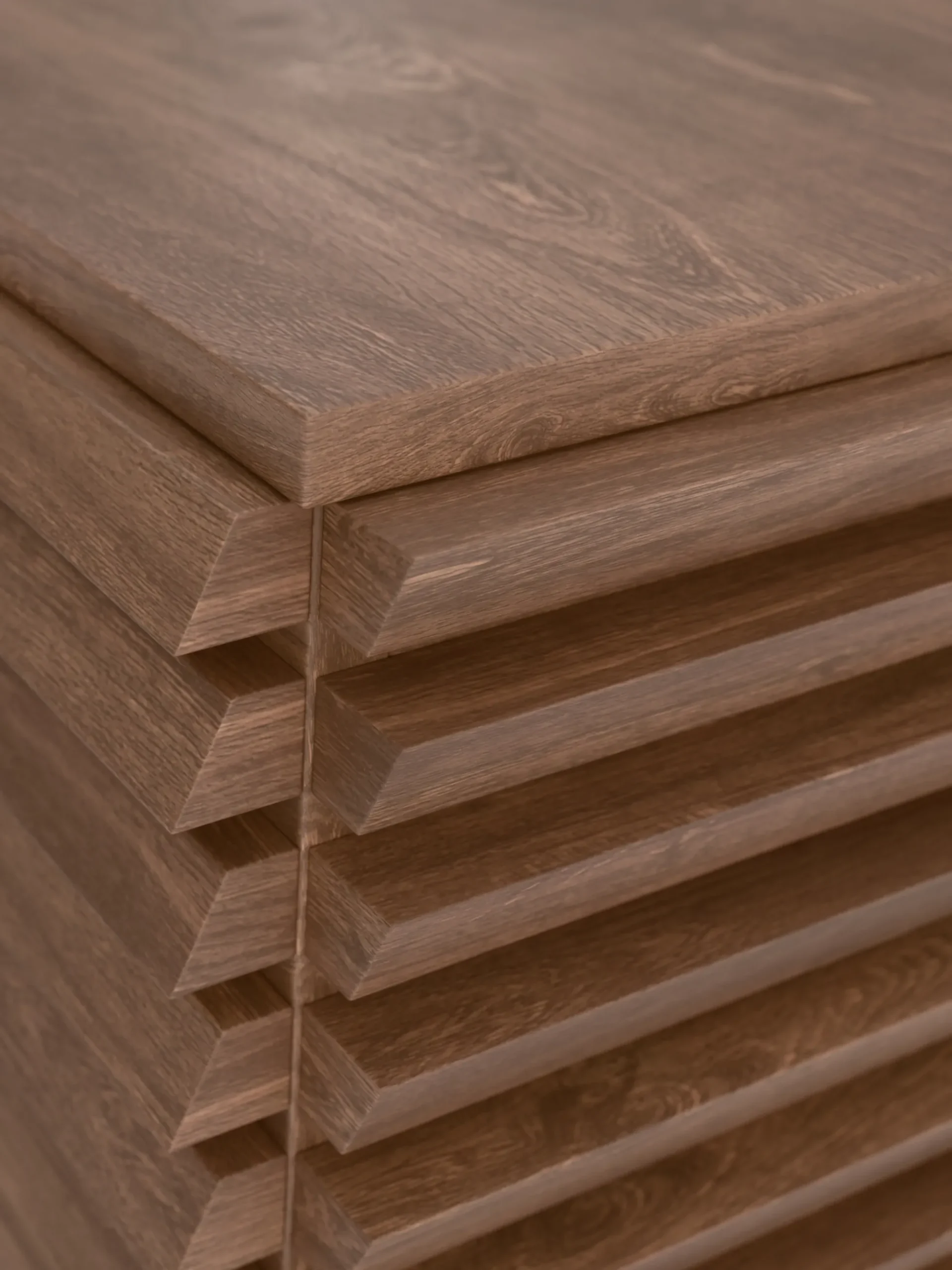 Credenza alta in legno di quercia Pierce