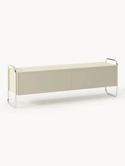 Credenza bassa in metallo con frontale in vetro Robyn