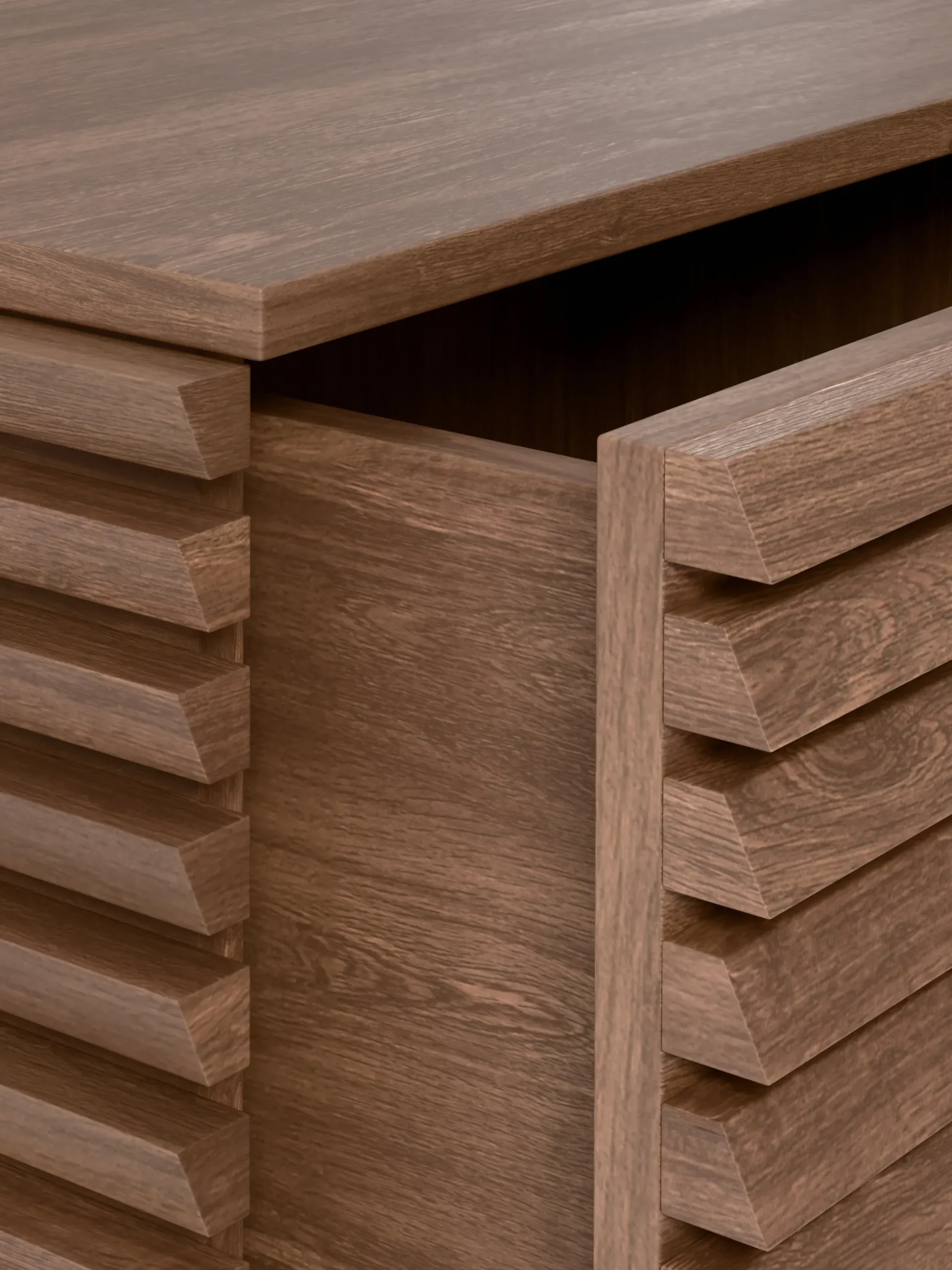 Credenza bassa piccola in legno di quercia Pierce