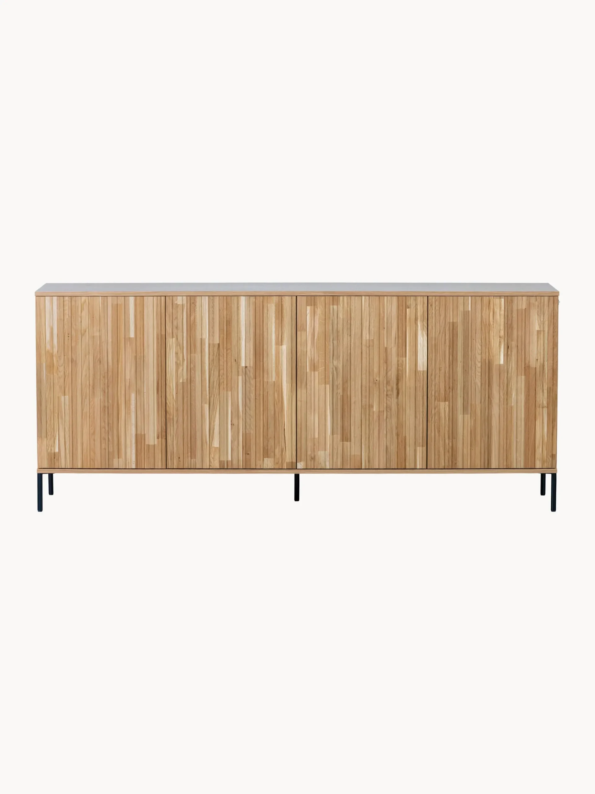 Credenza con frontale in legno di frassino scanalato Avourio