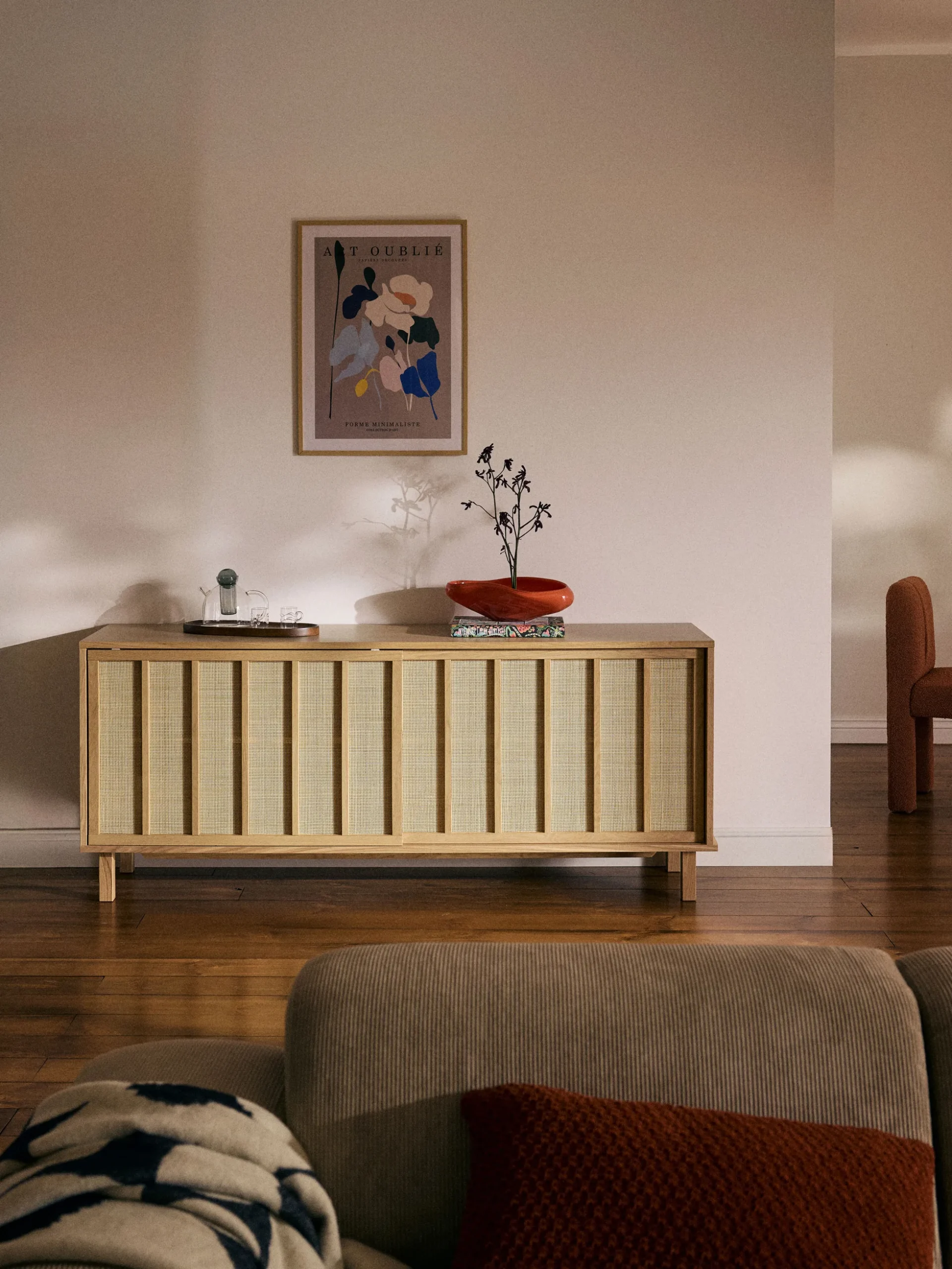 Credenza con frontali in rattan Echo