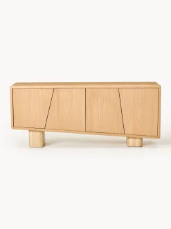 Credenza in legno con gambe in travertino Tundra