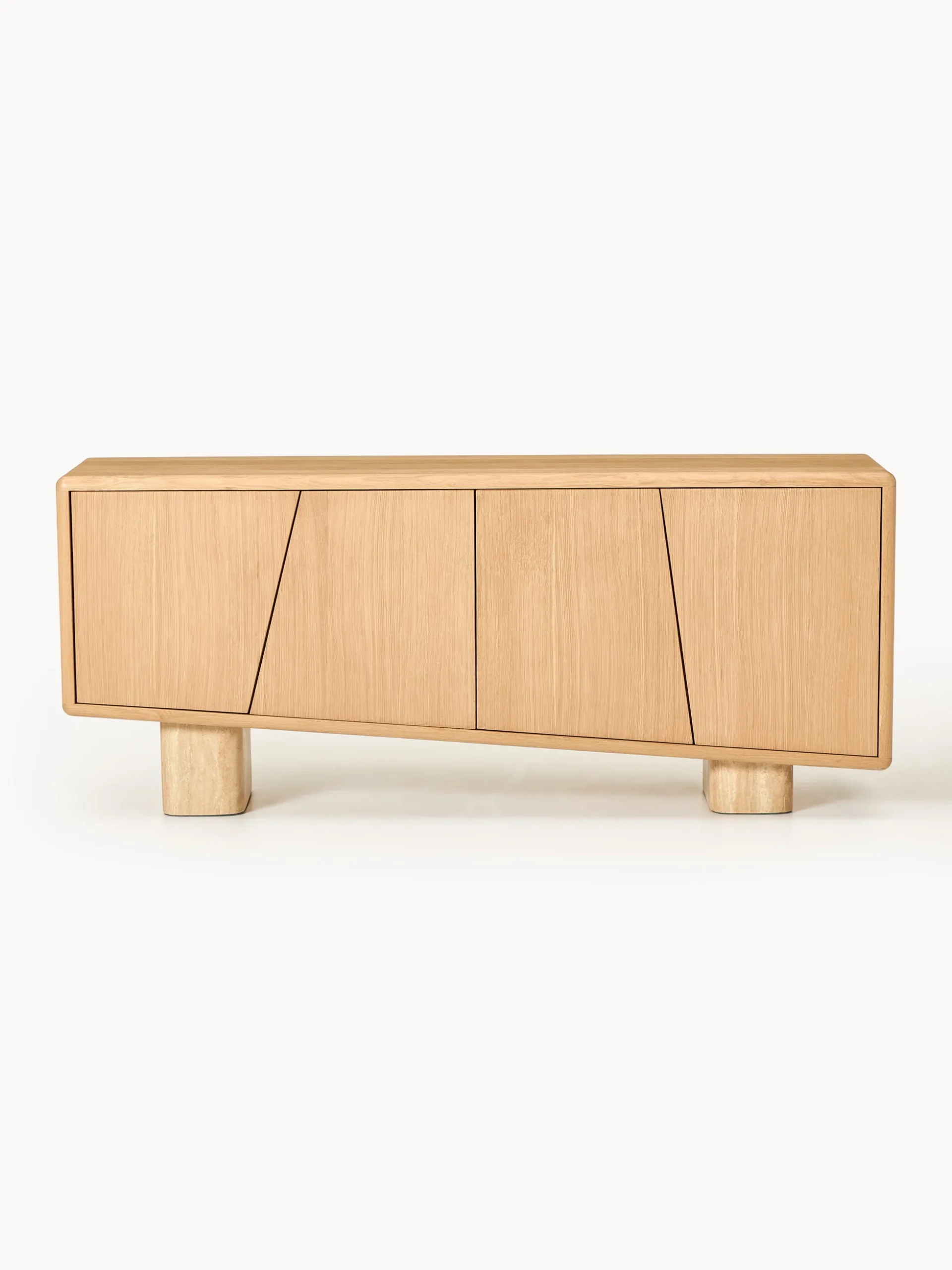 Credenza in legno con gambe in travertino Tundra
