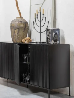 Credenza in legno di pino scanalato Avourio
