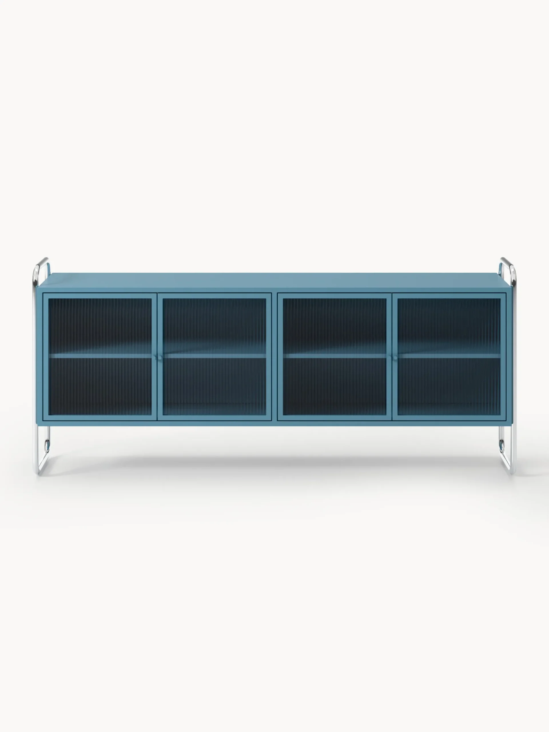Credenza in metallo con frontale in vetro Robyn