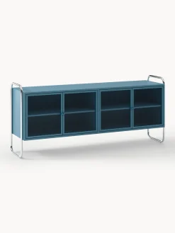 Credenza in metallo con frontale in vetro Robyn