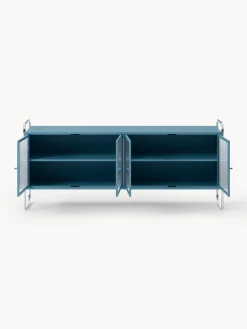 Credenza in metallo con frontale in vetro Robyn