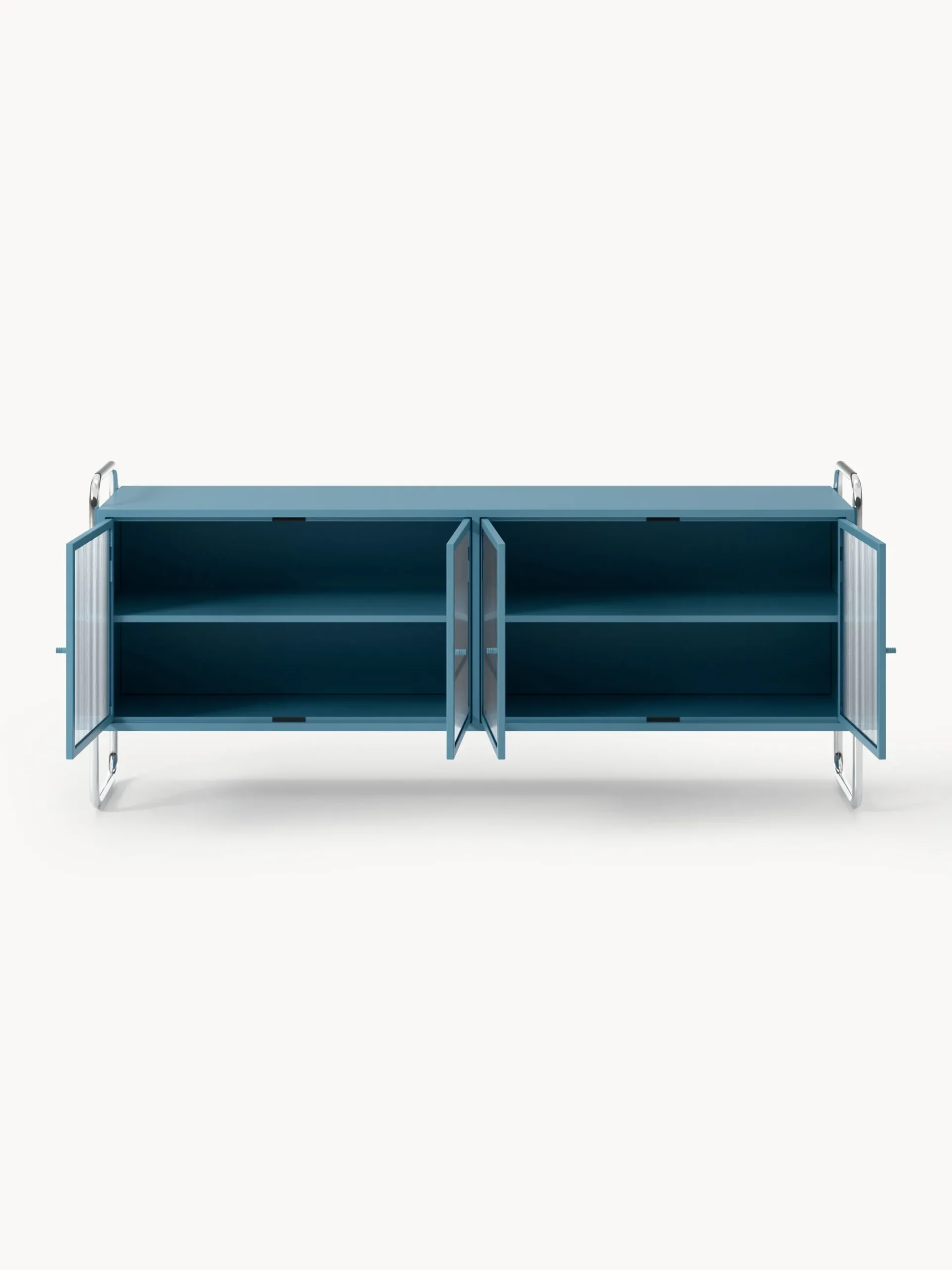 Credenza in metallo con frontale in vetro Robyn