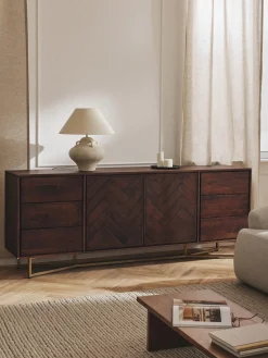 Credenza XL in legno di mango con motivo spina di pesce Luca