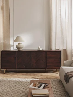 Credenza XL in legno di mango con motivo spina di pesce Luca