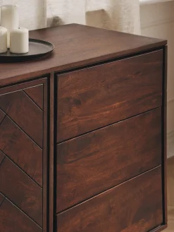 Credenza XL in legno di mango con motivo spina di pesce Luca
