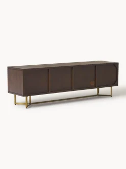 Credenza bassa in legno di mango con motivo a spina di pesce Luca