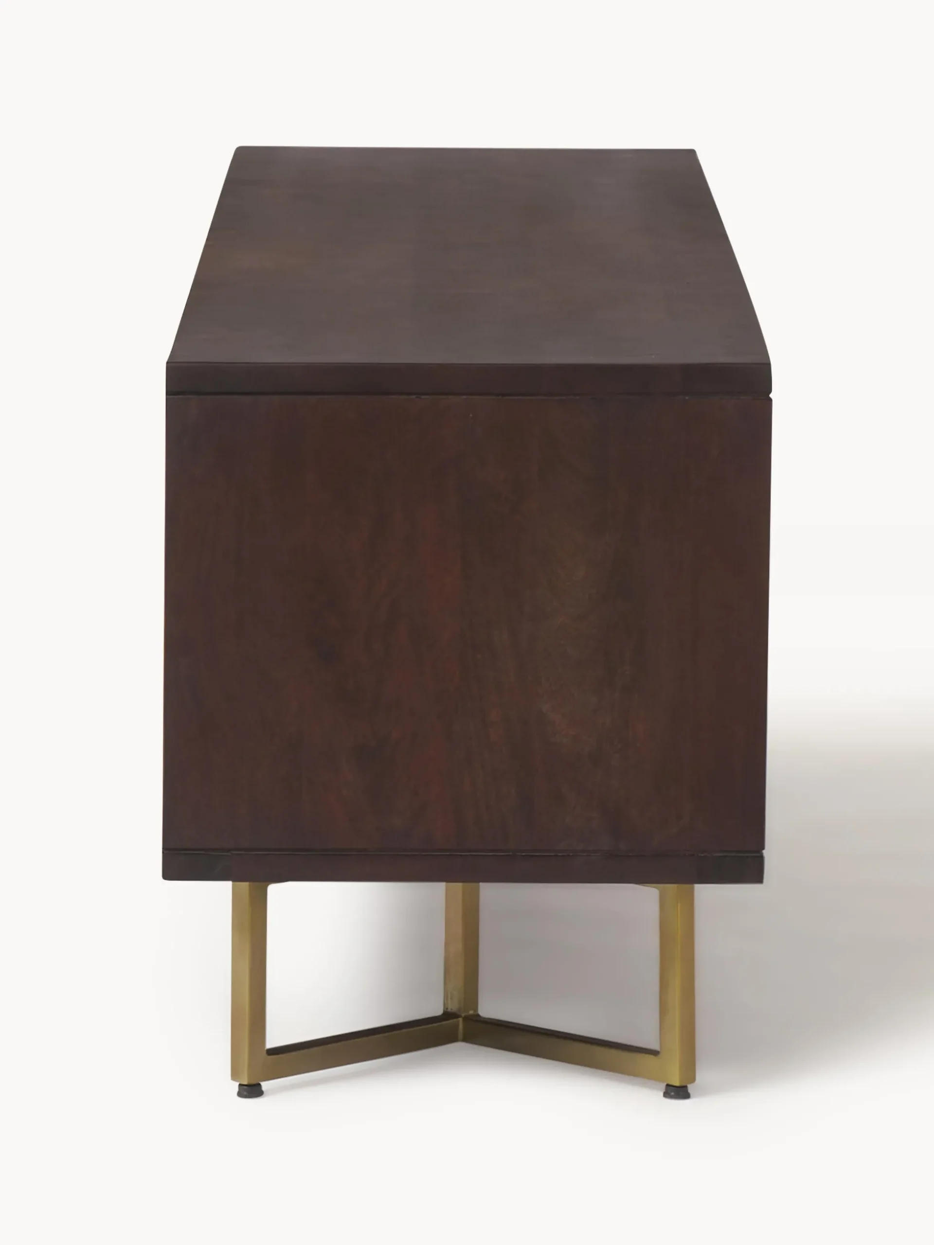 Credenza bassa in legno di mango con motivo a spina di pesce Luca