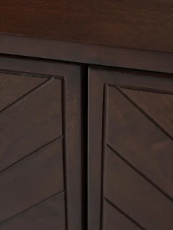 Credenza bassa in legno di mango con motivo a spina di pesce Luca