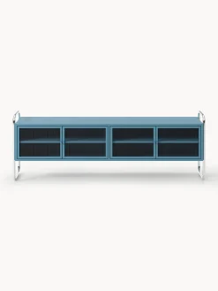 Credenza bassa in metallo con frontale in vetro Robyn