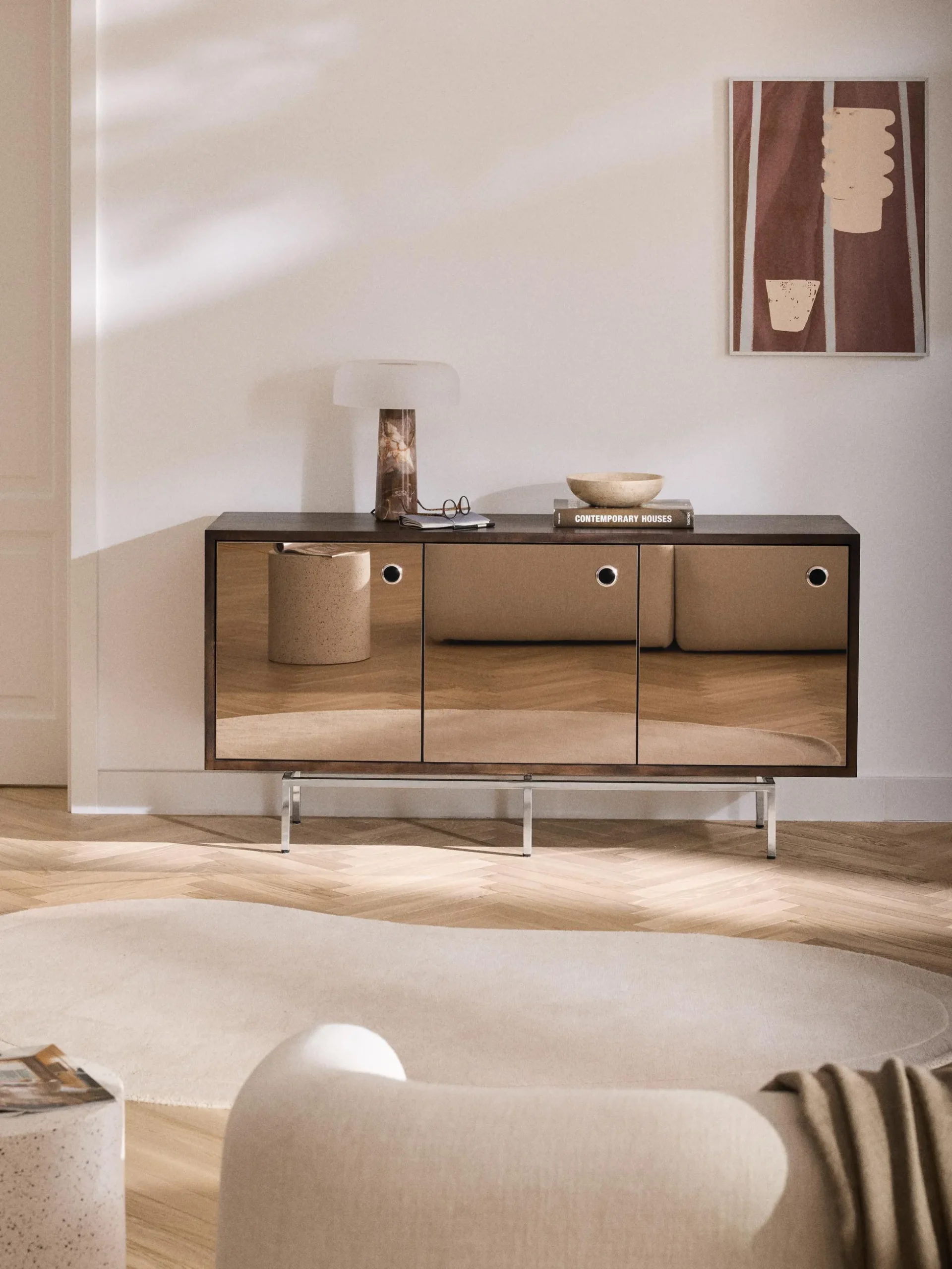 Credenza con ante in vetro a specchio Scarlett