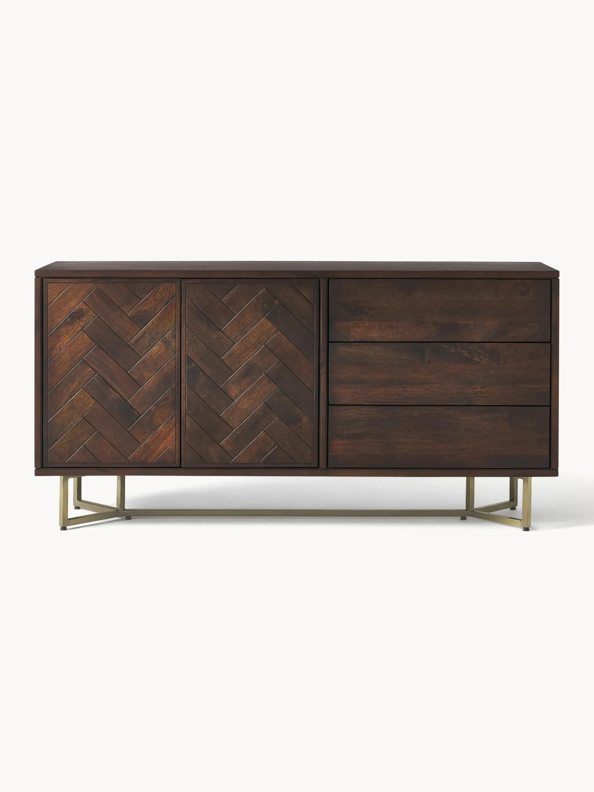 Credenza in legno di mango con motivo spina di pesce Luca