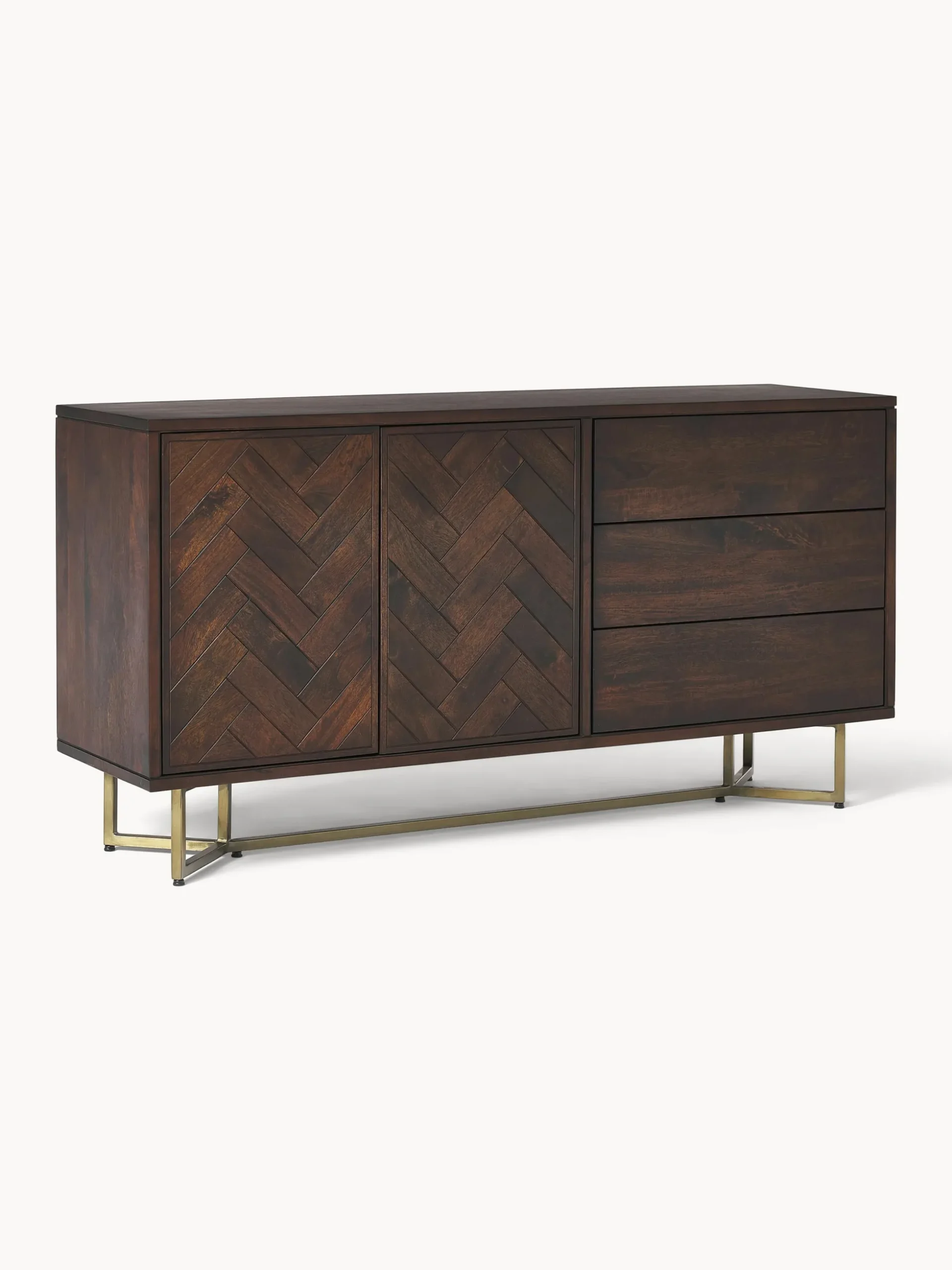 Credenza in legno di mango con motivo spina di pesce Luca