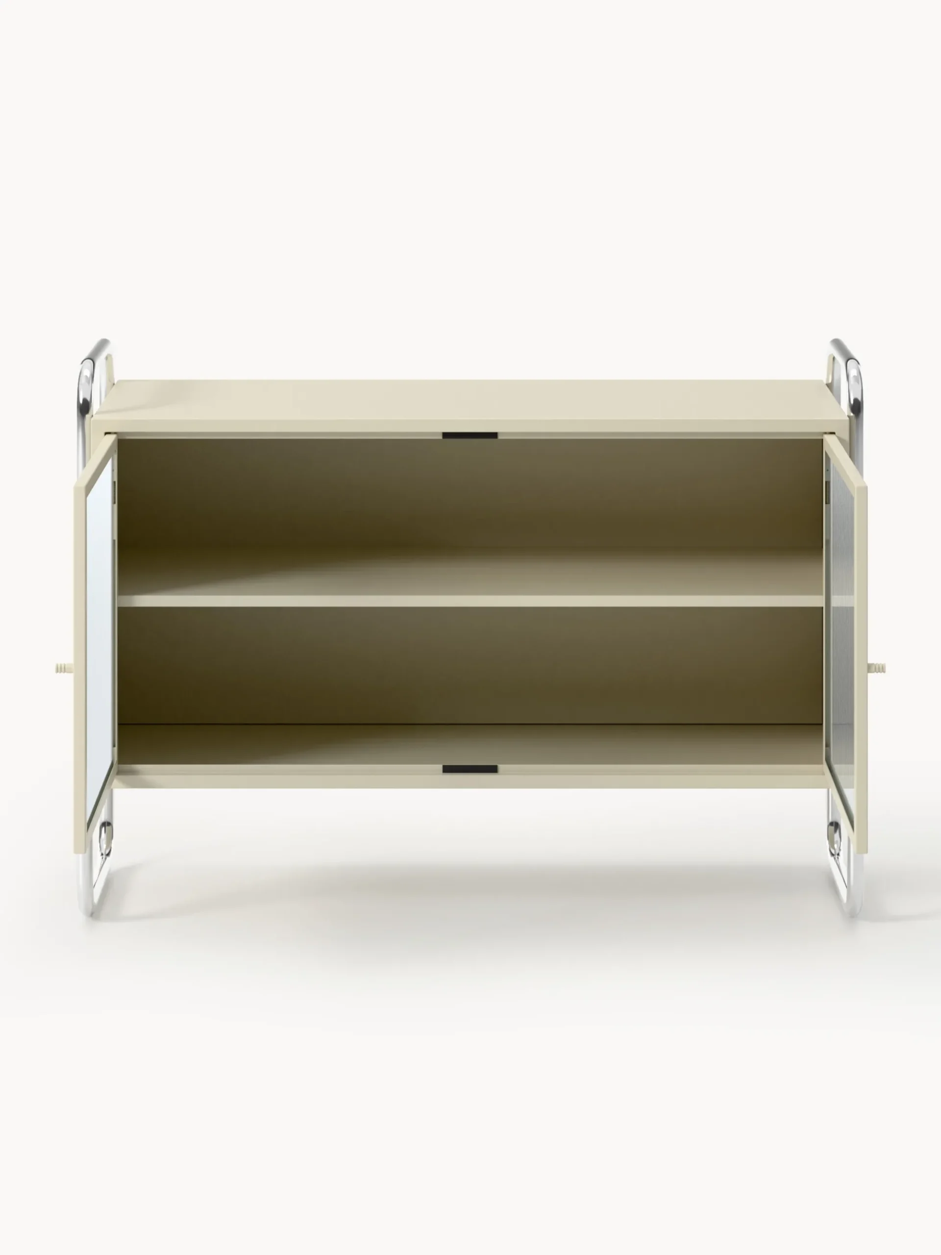 Credenza in metallo con frontale in vetro Robyn
