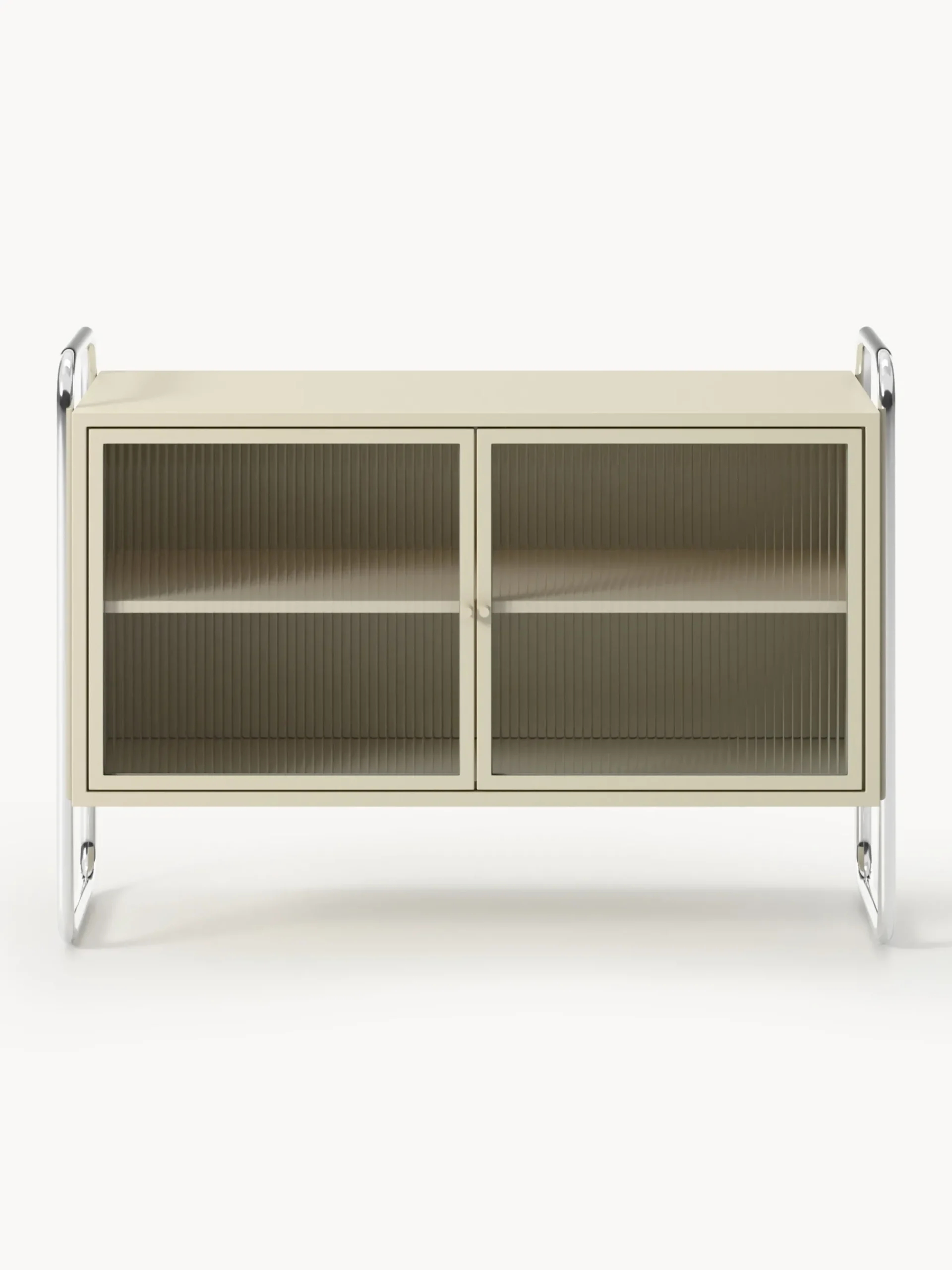 Credenza in metallo con frontale in vetro Robyn