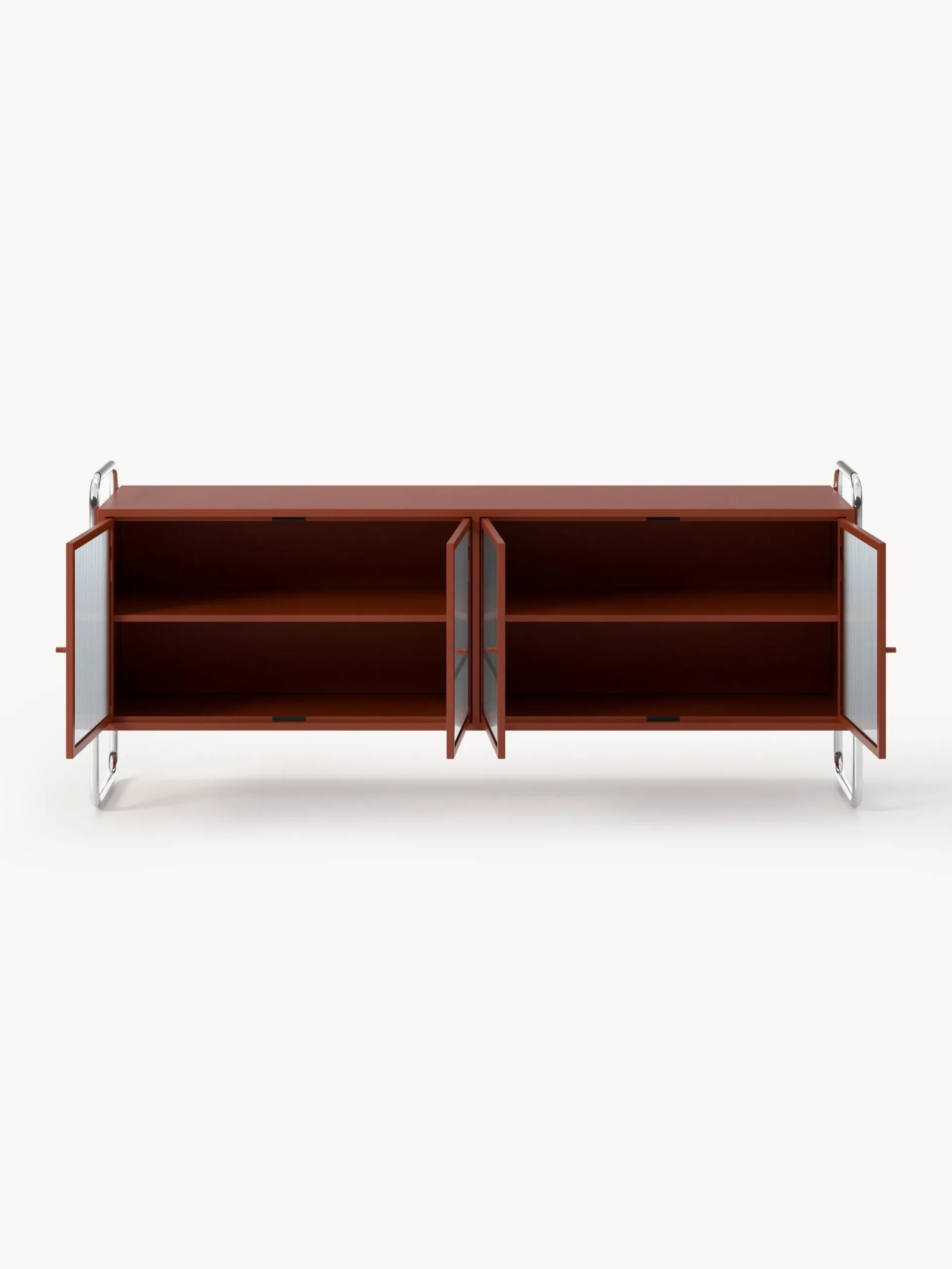 Credenza in metallo con frontale in vetro Robyn