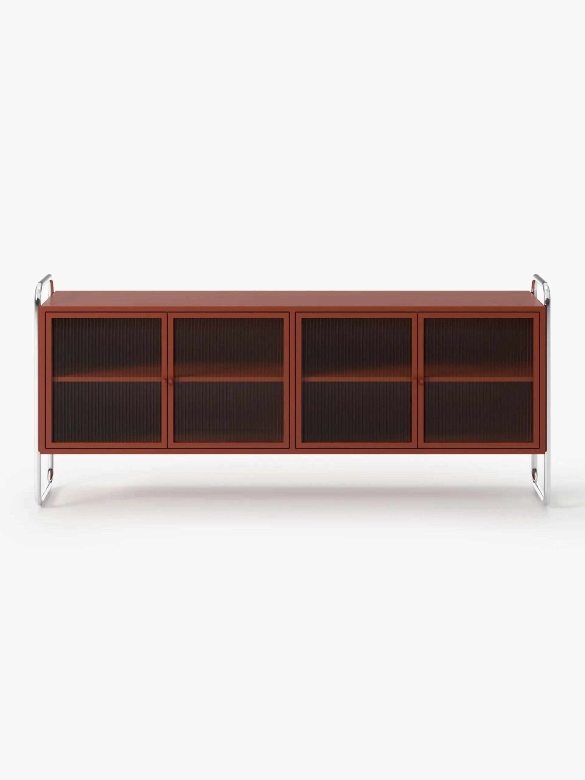 Credenza in metallo con frontale in vetro Robyn