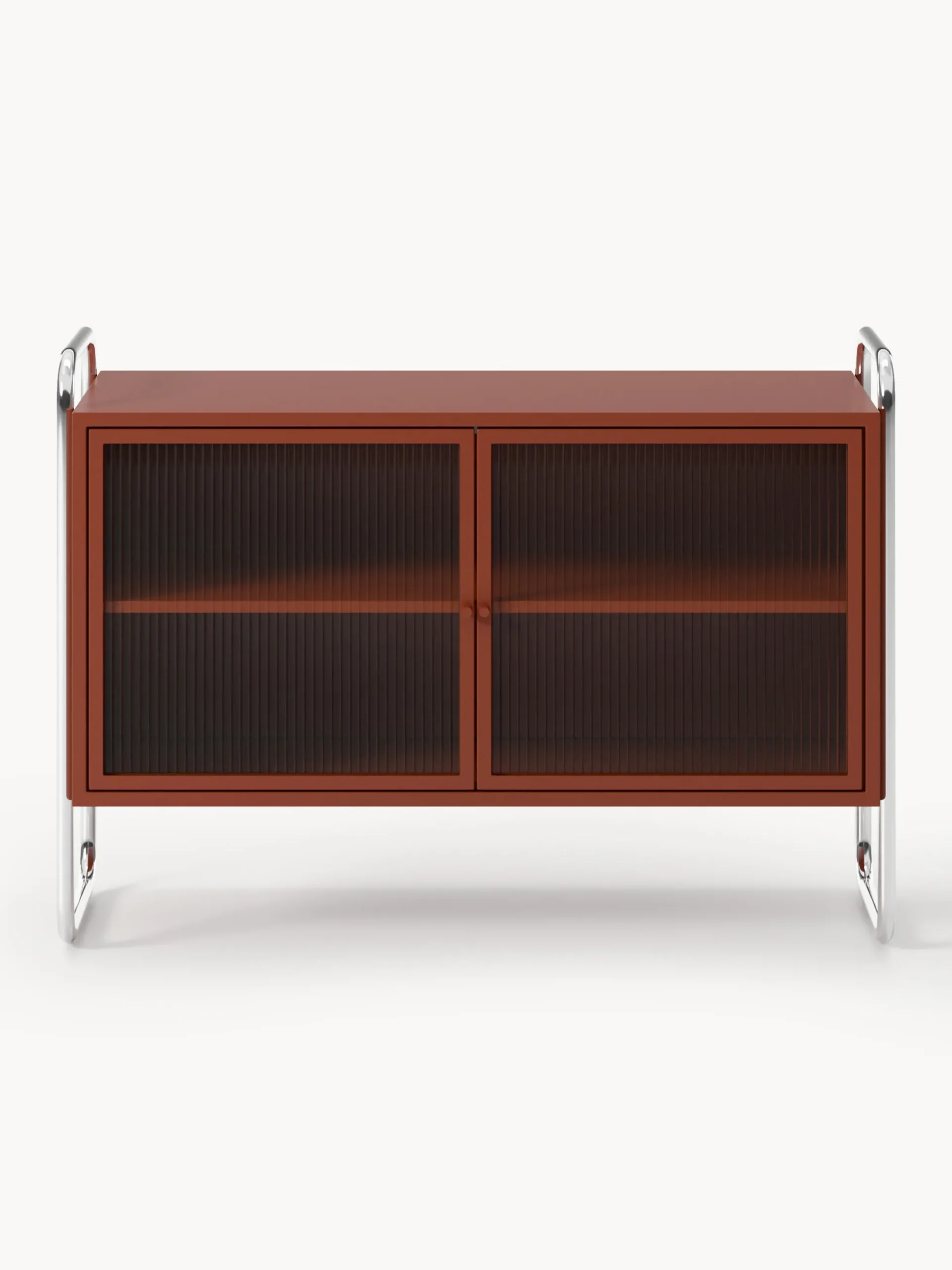 Credenza in metallo con frontale in vetro Robyn
