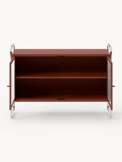 Credenza in metallo con frontale in vetro Robyn