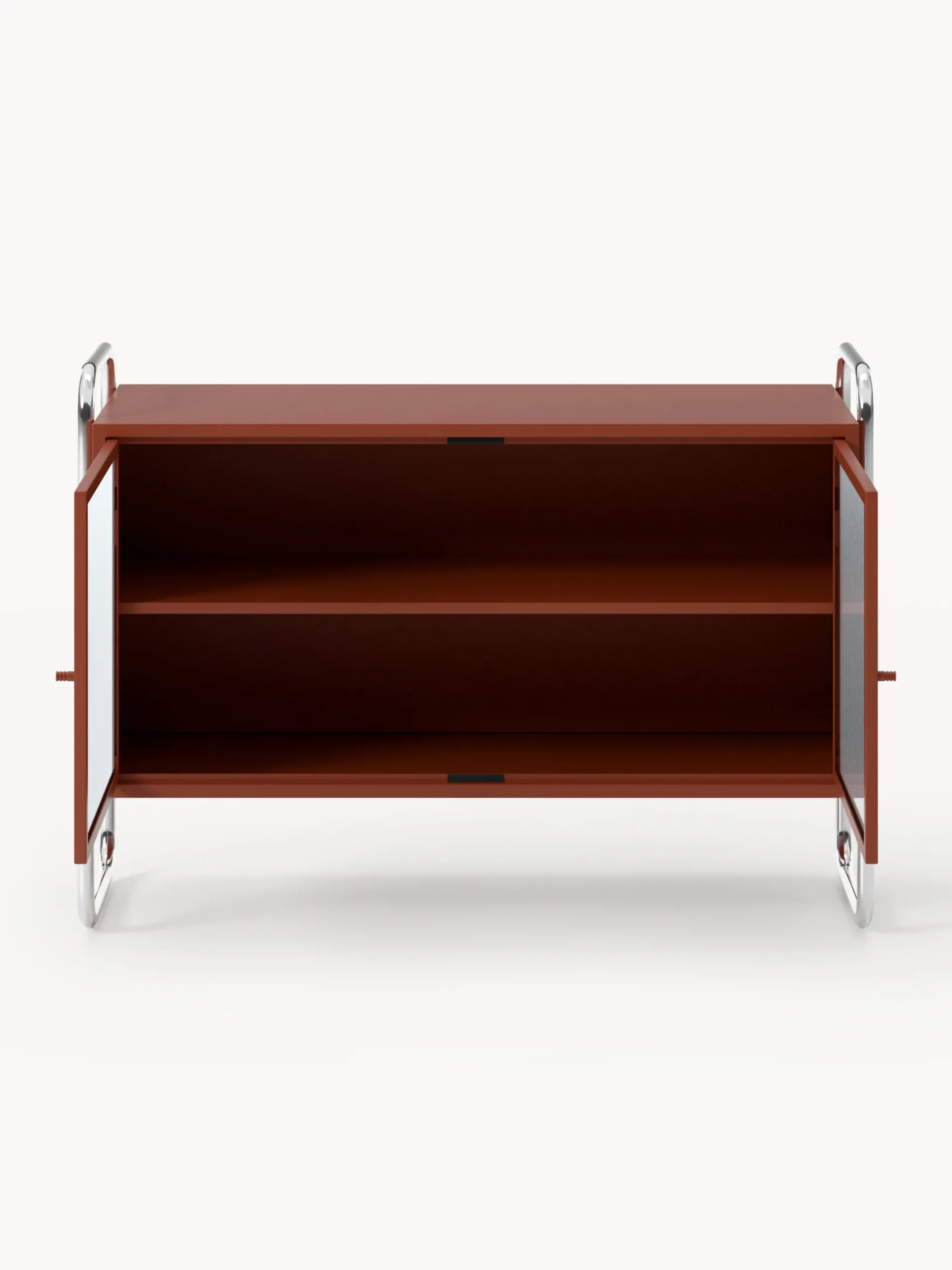 Credenza in metallo con frontale in vetro Robyn