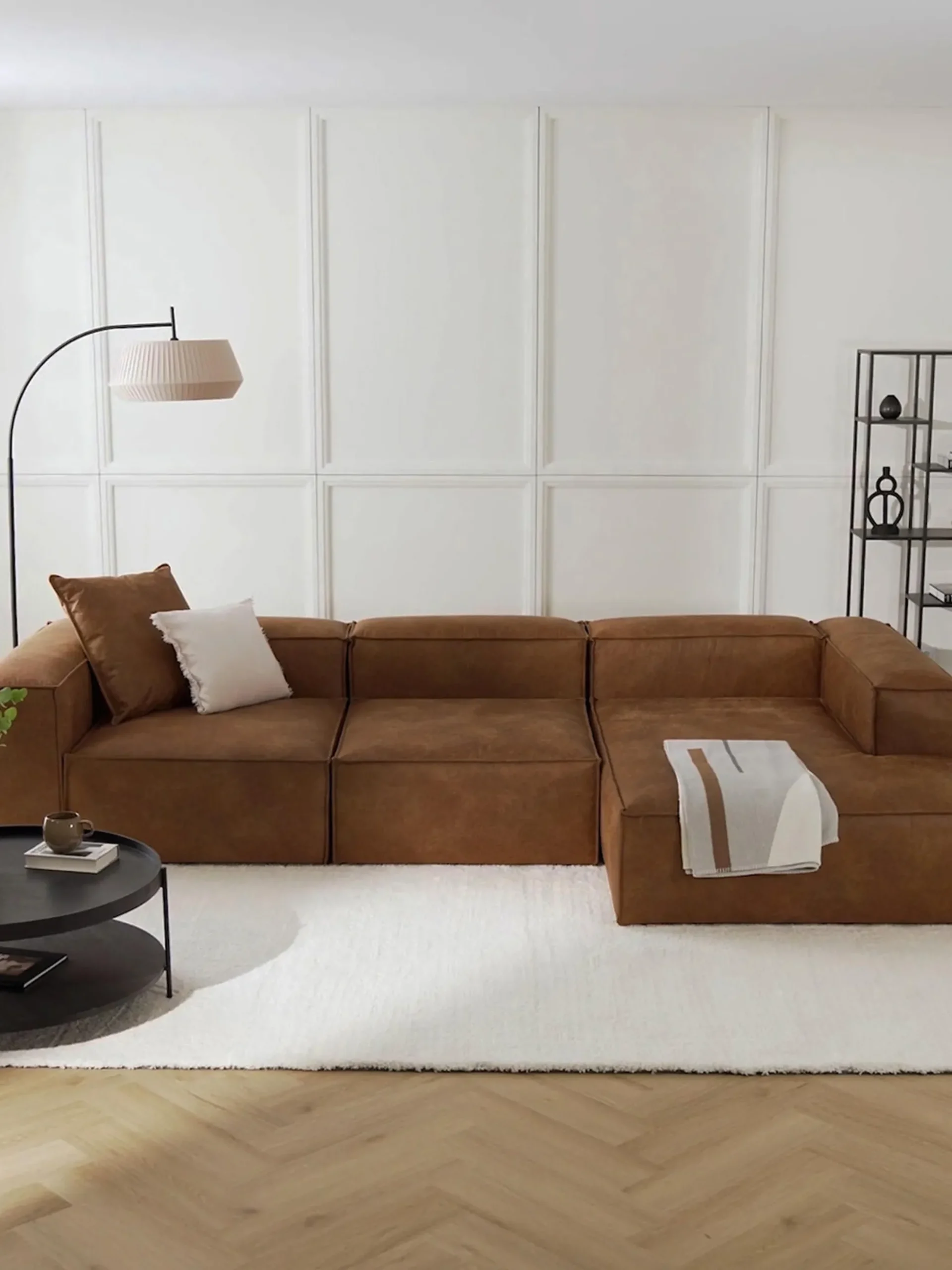 Cuscino decorativo grande in pelle Lennon, 60 x 60 cm