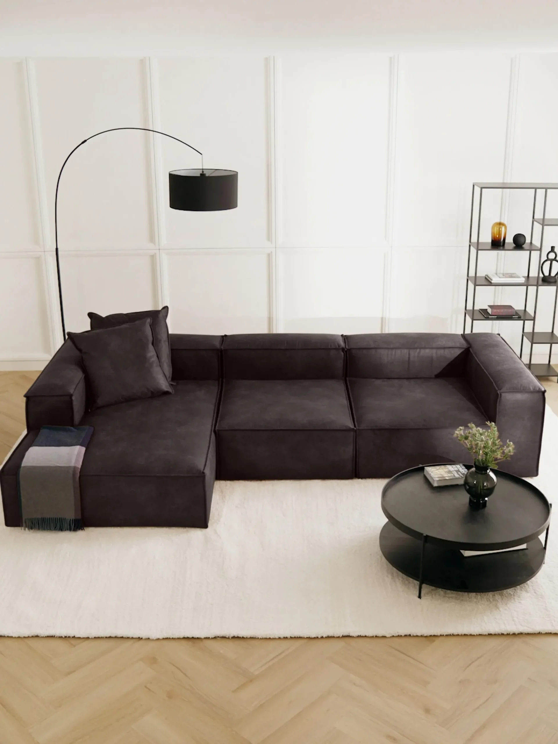 Cuscino decorativo grande in pelle Lennon, 60 x 60 cm