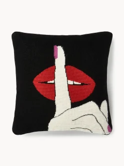 Cuscino decorativo in lana fatto a mano Lips Hush