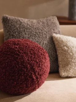Cuscino decorativo rotondo in teddy Dotty