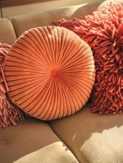 Cuscino rotondo in cotone fatto a mano Ripple, Ø 50 cm