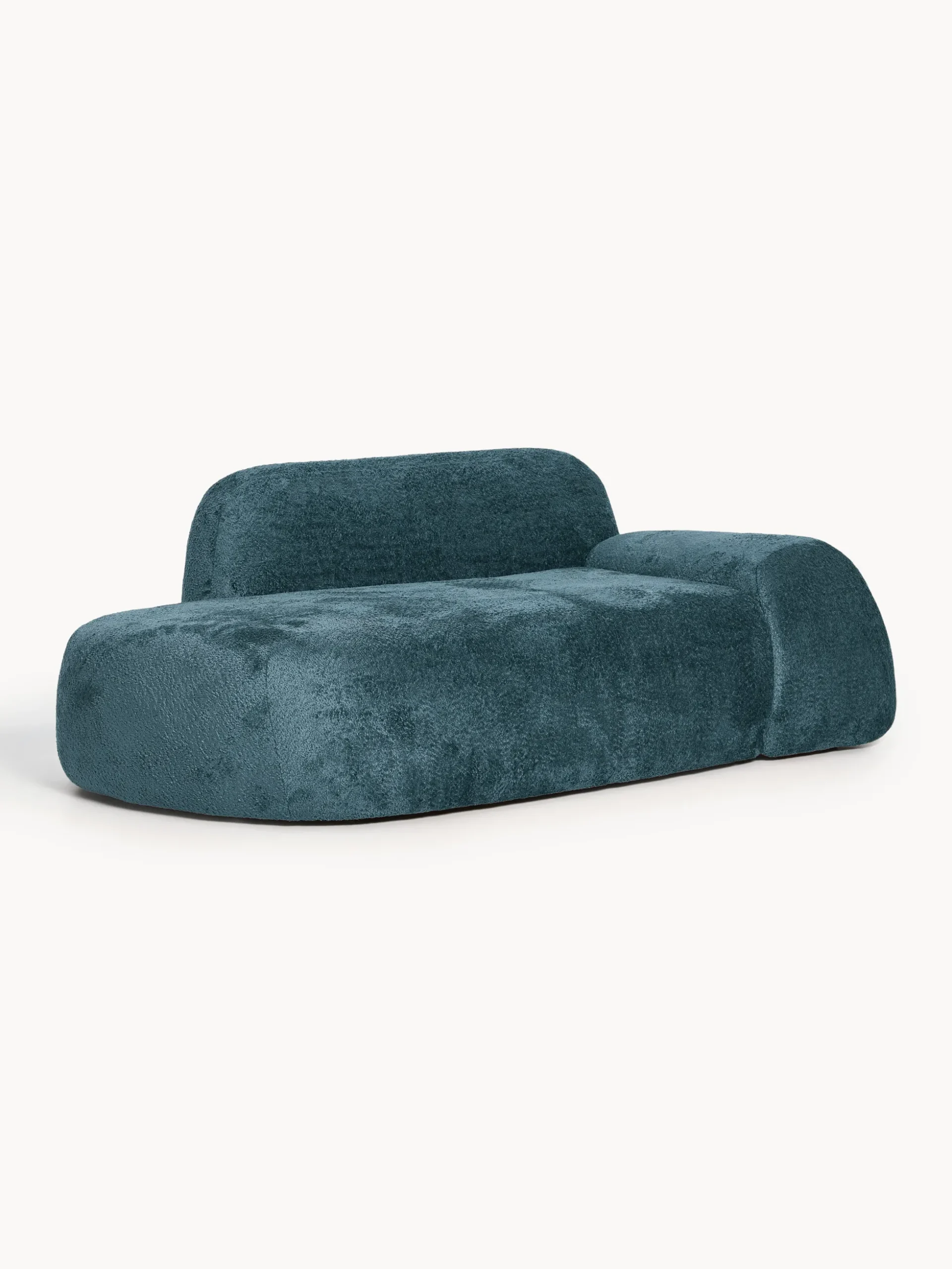 Divano 2 posti con chaise longue in teddy bouclé Wolke