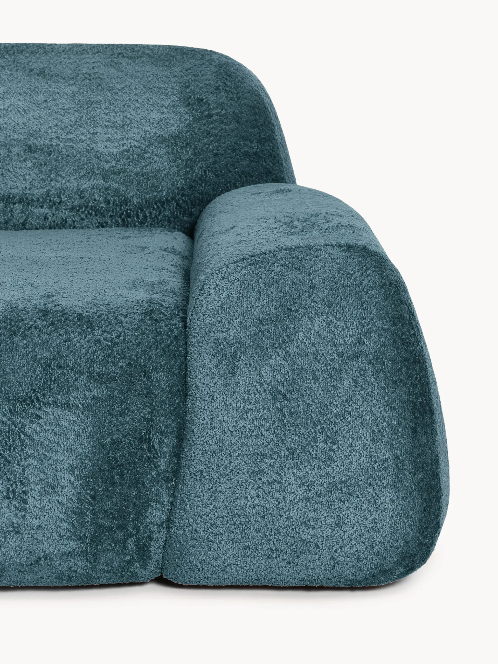 Divano 2 posti con chaise longue in teddy bouclé Wolke