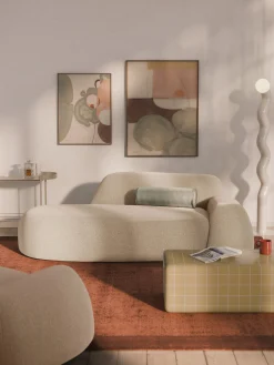Divano 2 posti in bouclé con chaise longue Wolke