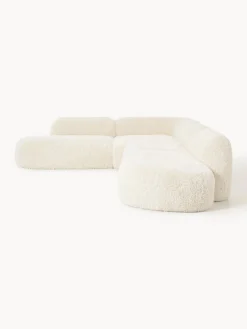 Divano angolare 4 posti componibile XL con chaise longue in teddy Wolke