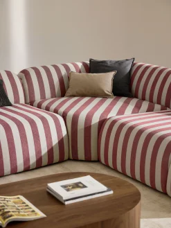 Divano angolare componibile 4 posti a righe con chaise longue Wolke