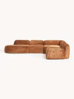 Divano angolare componibile 4 posti con chaise longue in teddy bouclé Wolke