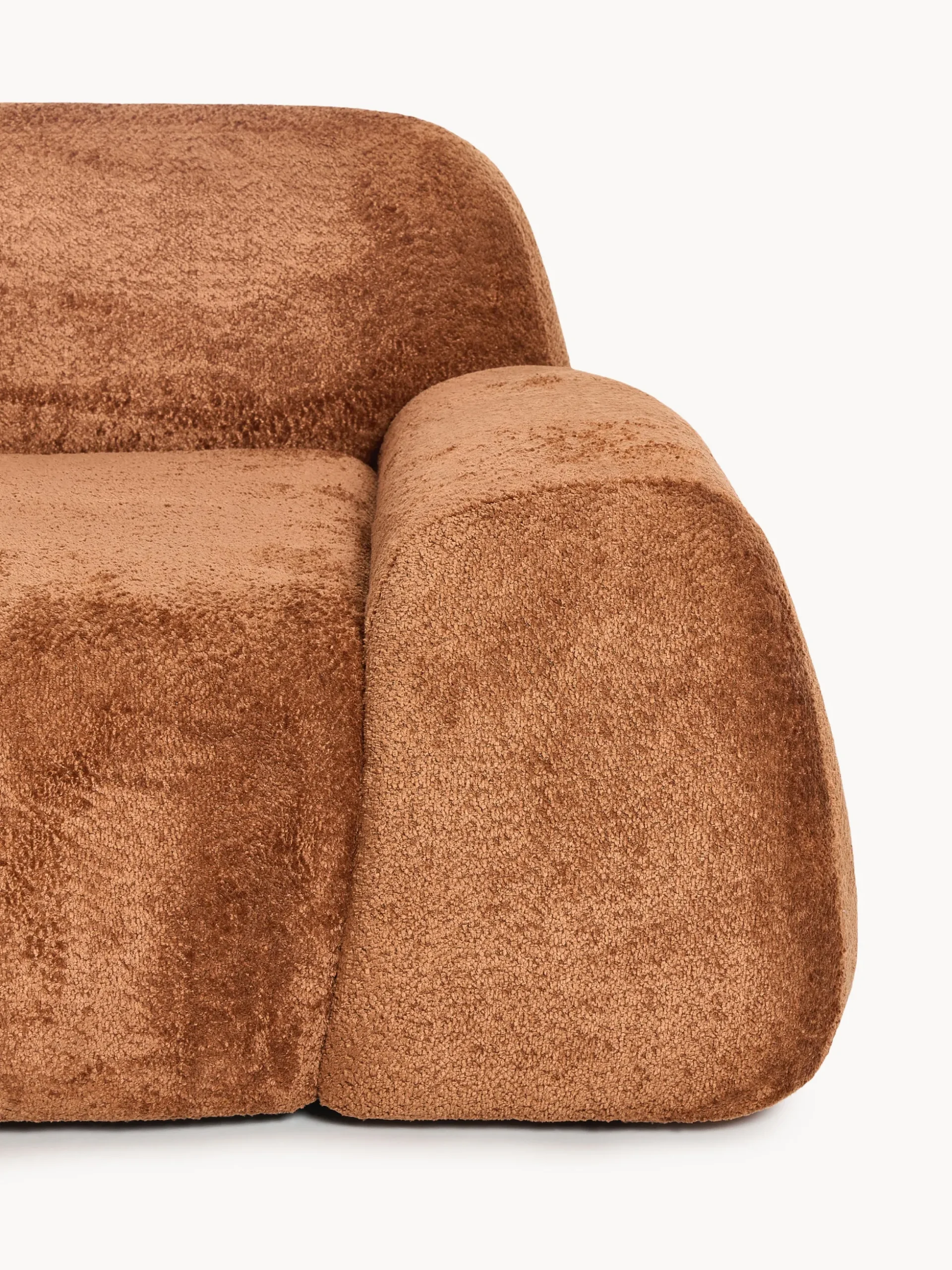 Divano angolare componibile 4 posti con chaise longue in teddy bouclé Wolke