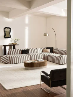 Divano angolare componibile XL a righe con chaise longue Wolke
