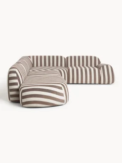 Divano angolare componibile XL a righe con chaise longue Wolke